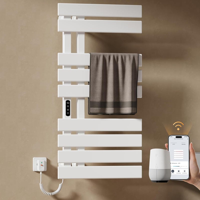 EMKE Grzejnik elektryczny łazienkowy 320W 100x50 cm Biały - WiFi+TUYA+Głos (Google/Alexa)