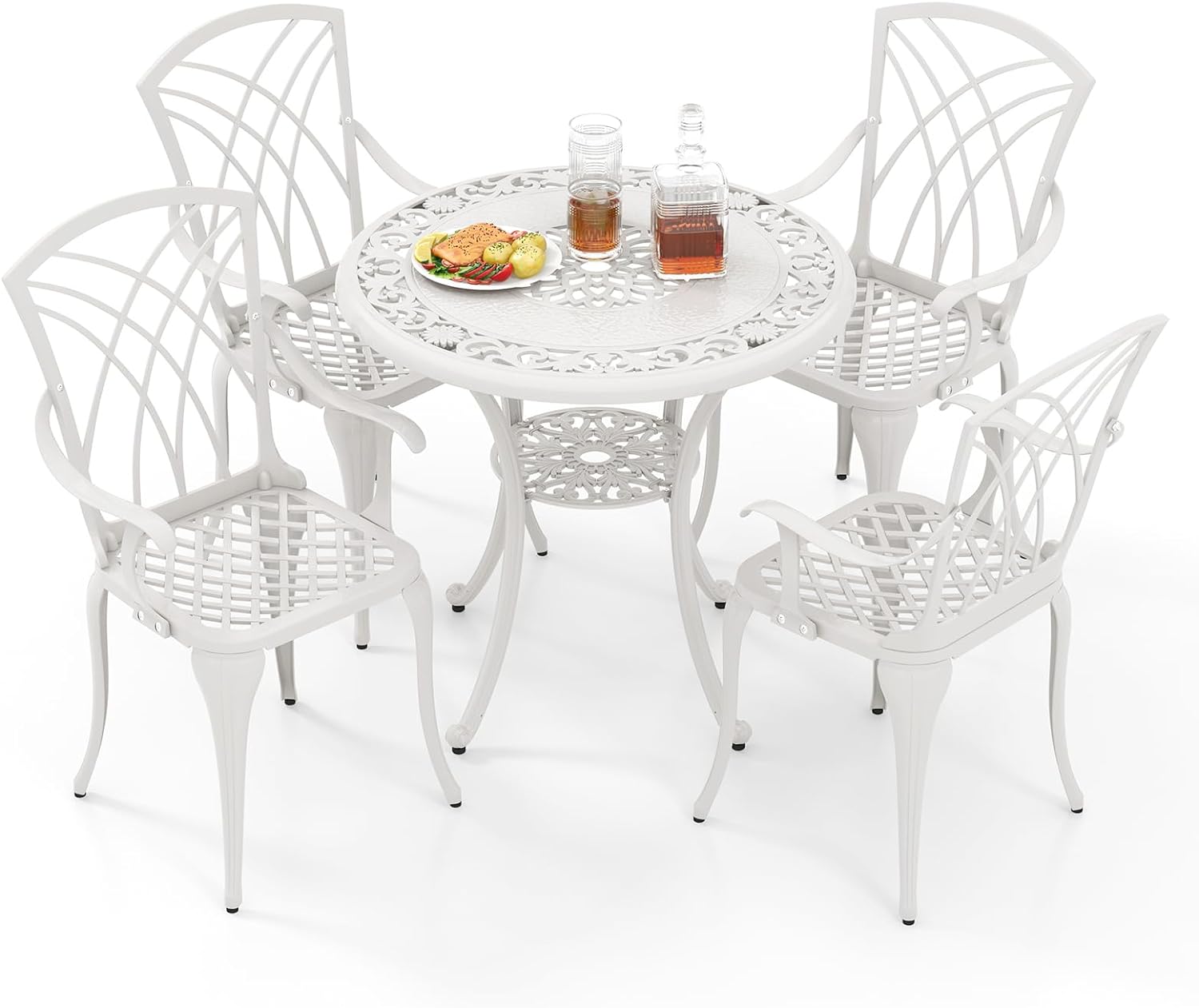 Ensemble Bistrot Pour Patio 5 Pi ces En Fonte D Aluminium Table Ronde ensemble-bistrot-pour-patio-5-pi-ces-en-fonte-d-aluminium-table-ronde
