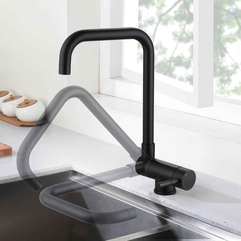 LOVHAUS Bateria Kuchenna Z Przednim Okienkiem, Bateria Kuchenna Obrotowa O 360°, Bateria Kuchenna Składana Pod Oknem O 180°