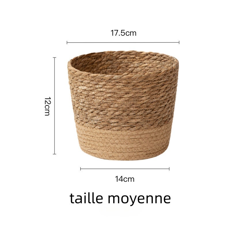 Conjunto de 3 peças, vasos de vime natural trançado, cesto para plantas em rattan, cestos decorativos para arrumação em casa. - 6