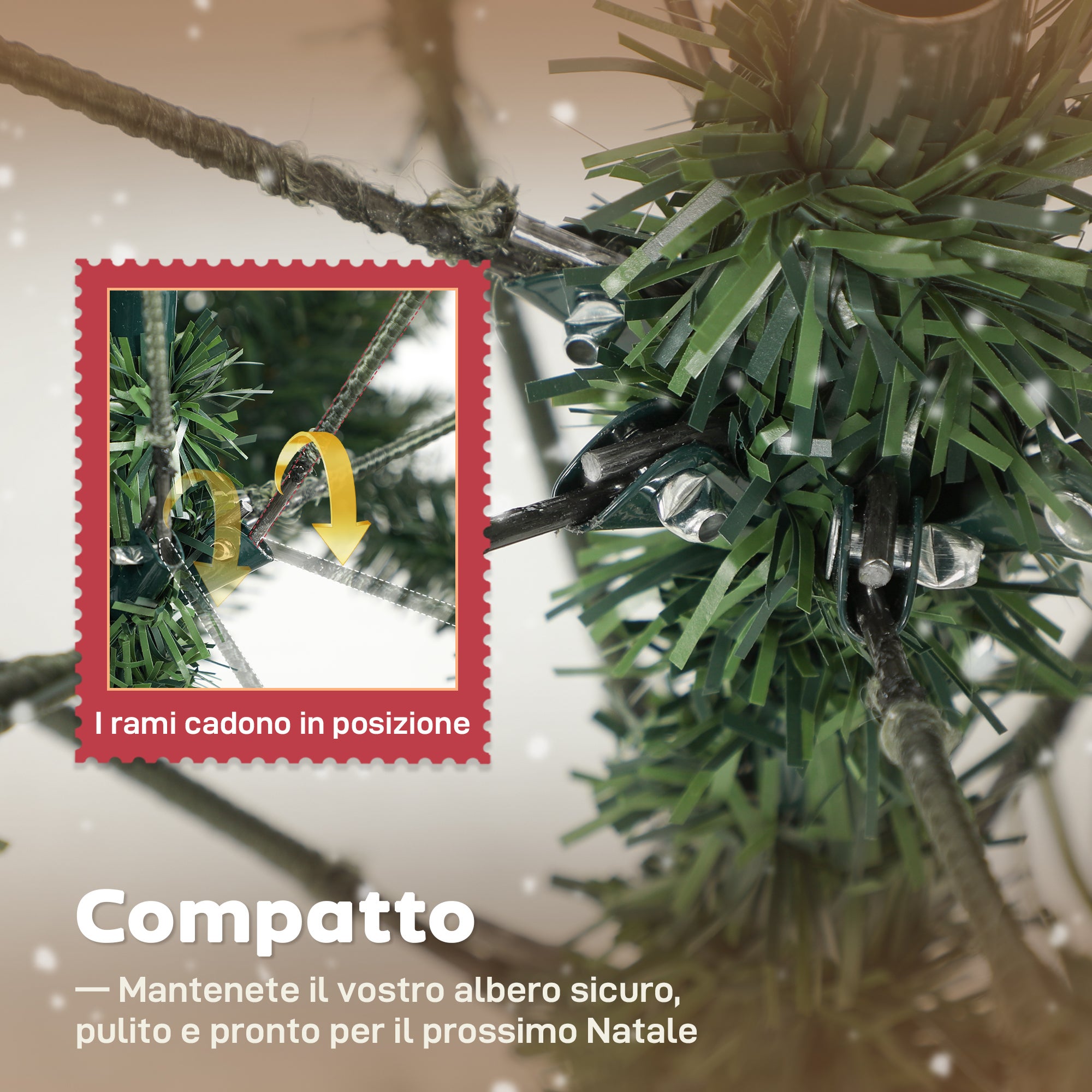 HOMCOM Albero di Natale Innevato Alto 180 cm con 910 Rami e Pigne, Base in Metallo Pieghevole, Verde - 6