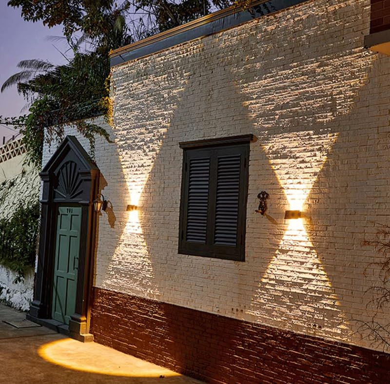 Luz de parede solar para exterior pacote de 2 luzes para cima e para baixo Luz solar para iluminação LED Luz de parede à prova d'água (branco quente) - 2