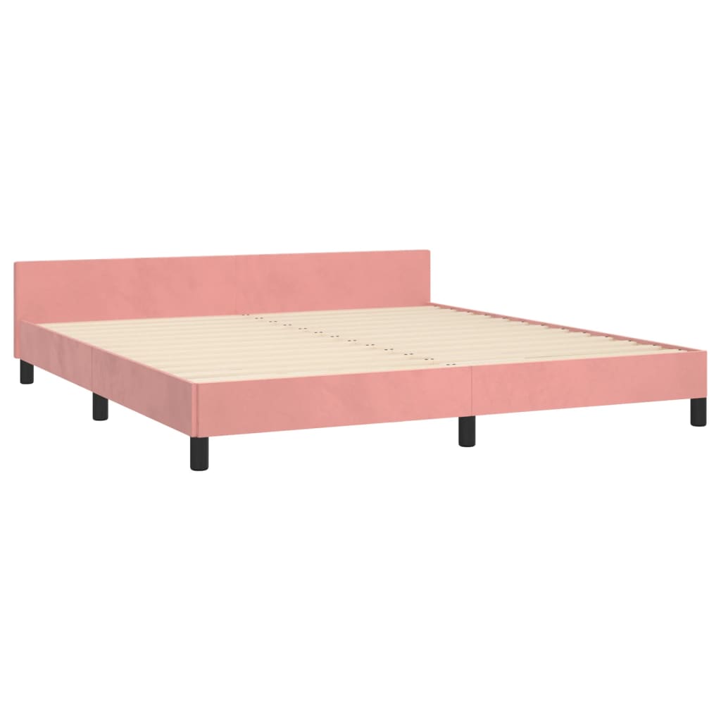 Cadre de lit sans matelas rose velours - 5