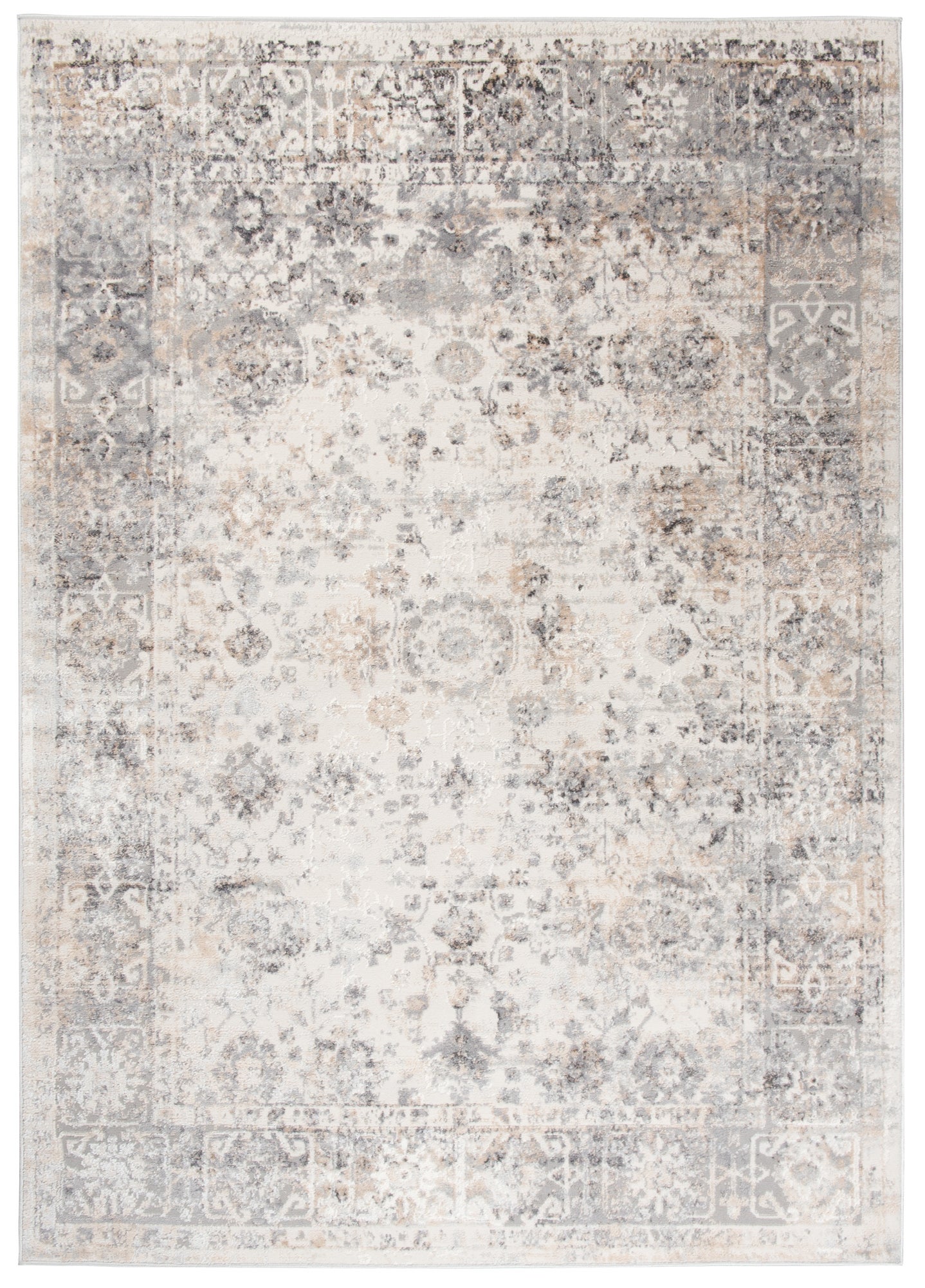 TAPISO Valley Tapis Salon Chambre Vintage Beige Gris Floral Doux 200x300 - 2