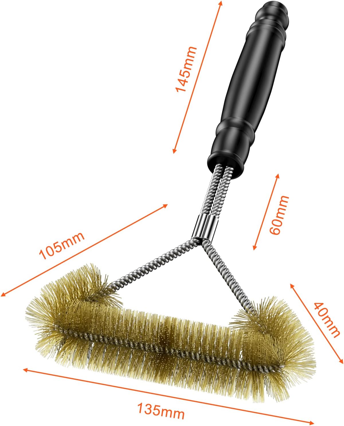 12 pouces/30.5 cm Brosse Barbecue Triangulaire Nettoyage à 360°, Acier INOX BBQ Outilsbrosse pour Grille de Gril avec tête Brosse Triple - 2