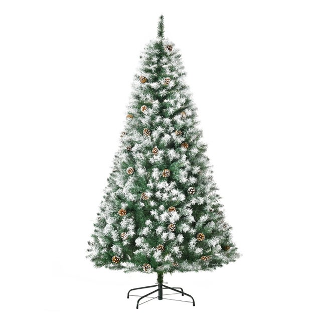 Sapin De Noël Artificiel 180 Cm HOMCOM – 321 Branches, Forme Slim, Ignifuge – Montage Facile, Design Réaliste