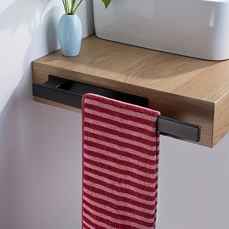 Porte-serviettes mural en acier inoxydable, peu encombrant, sans perçage, moderne et pratique pour la cuisine et la salle de bain. - 4