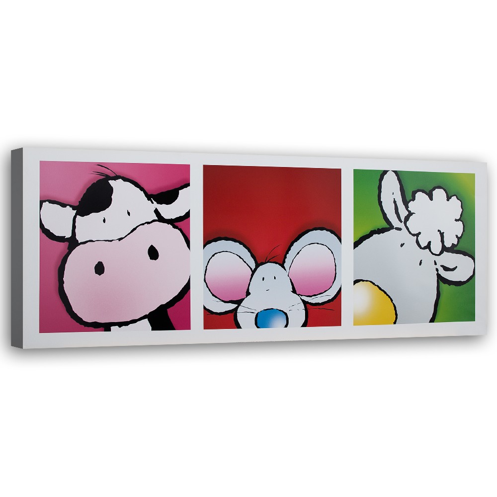 Obraz na płótnie, Krówka myszka i owieczka 120x40