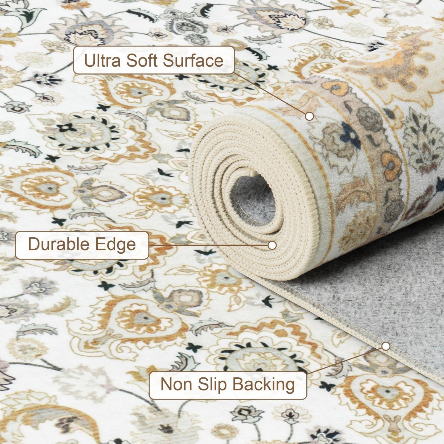ZAEWRY Tappeto Antiscivolo per Soggiorno — Stile Bohémien, Lavabile in Lavatrice, Morbido — Adatto per Camere da Letto e Sale da Pranzo (160 x 230 cm) - 3