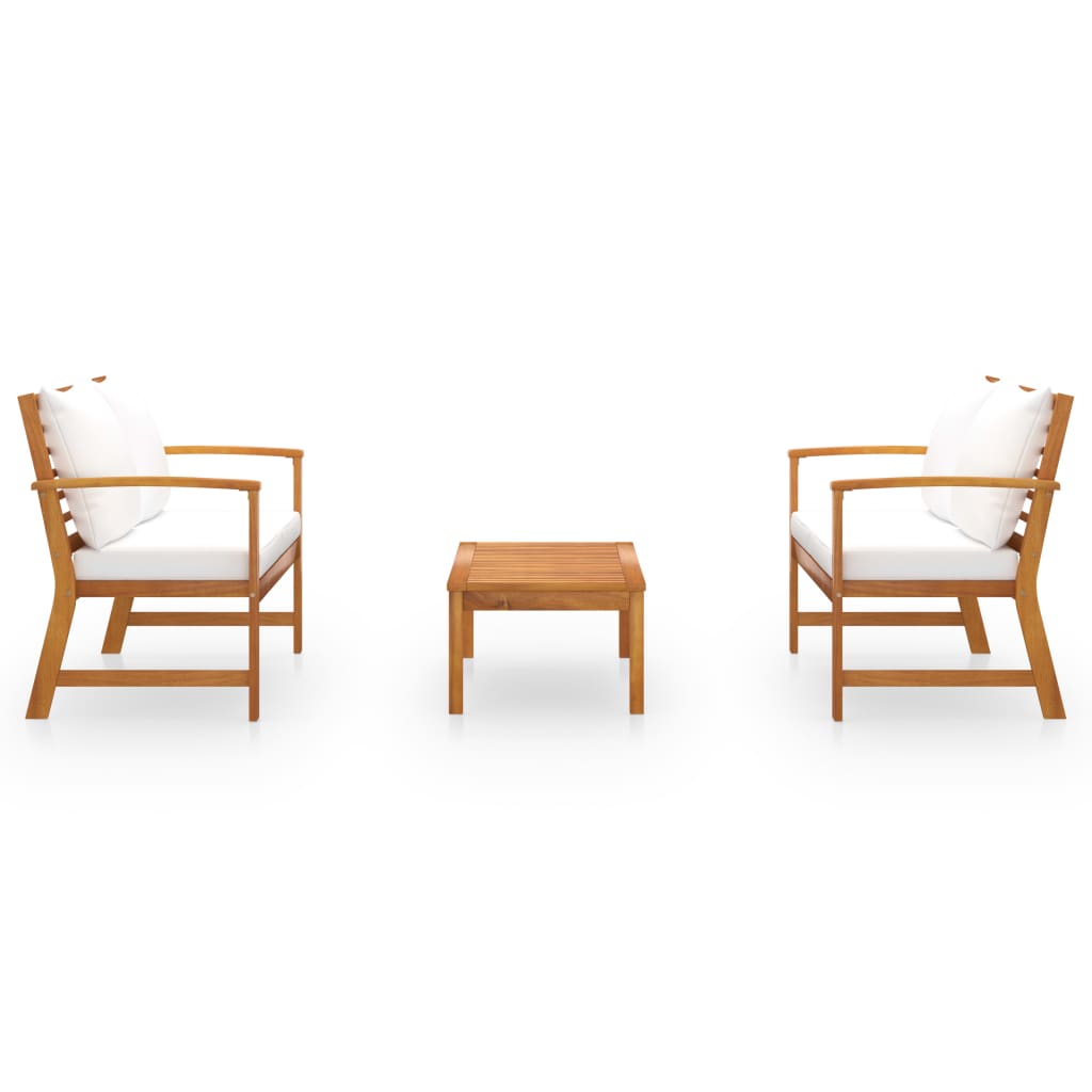 Maison Exclusive - Salon de jardin 3 pcs avec coussin Bois d'acacia solide - 3