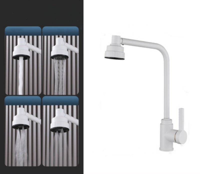 Obrotowy o 360° kran kuchenny ze stali nierdzewnej – wygodny i wydajny, odporny na zachlapanie, cztery tryby natrysku (bez węża doprowadzającego)