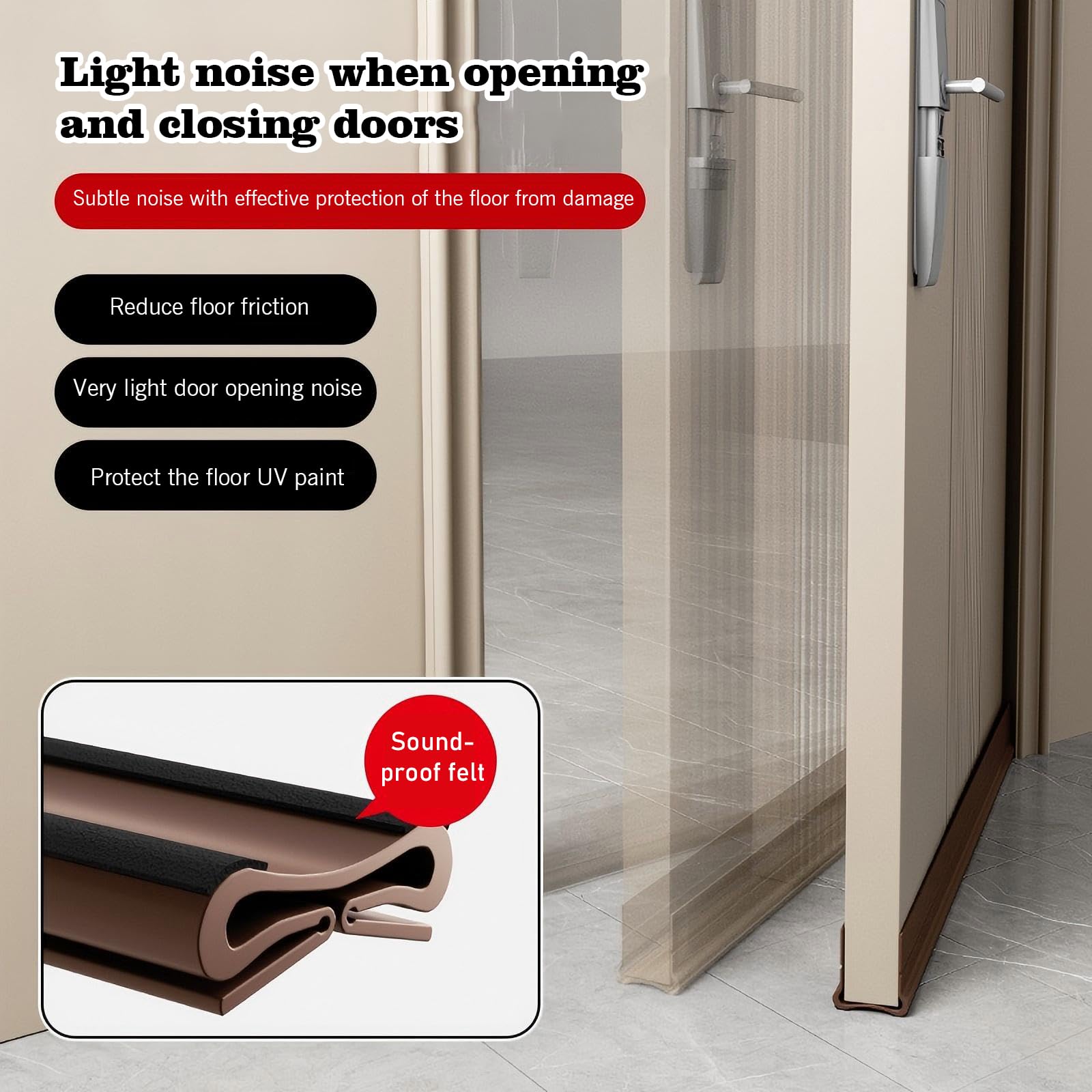 Guarnizione per porta in silicone autoadesiva bianca lunga 93 cm, adatta per porte con uno spazio nella parte inferiore da 0,3 a 2,6 cm - 2