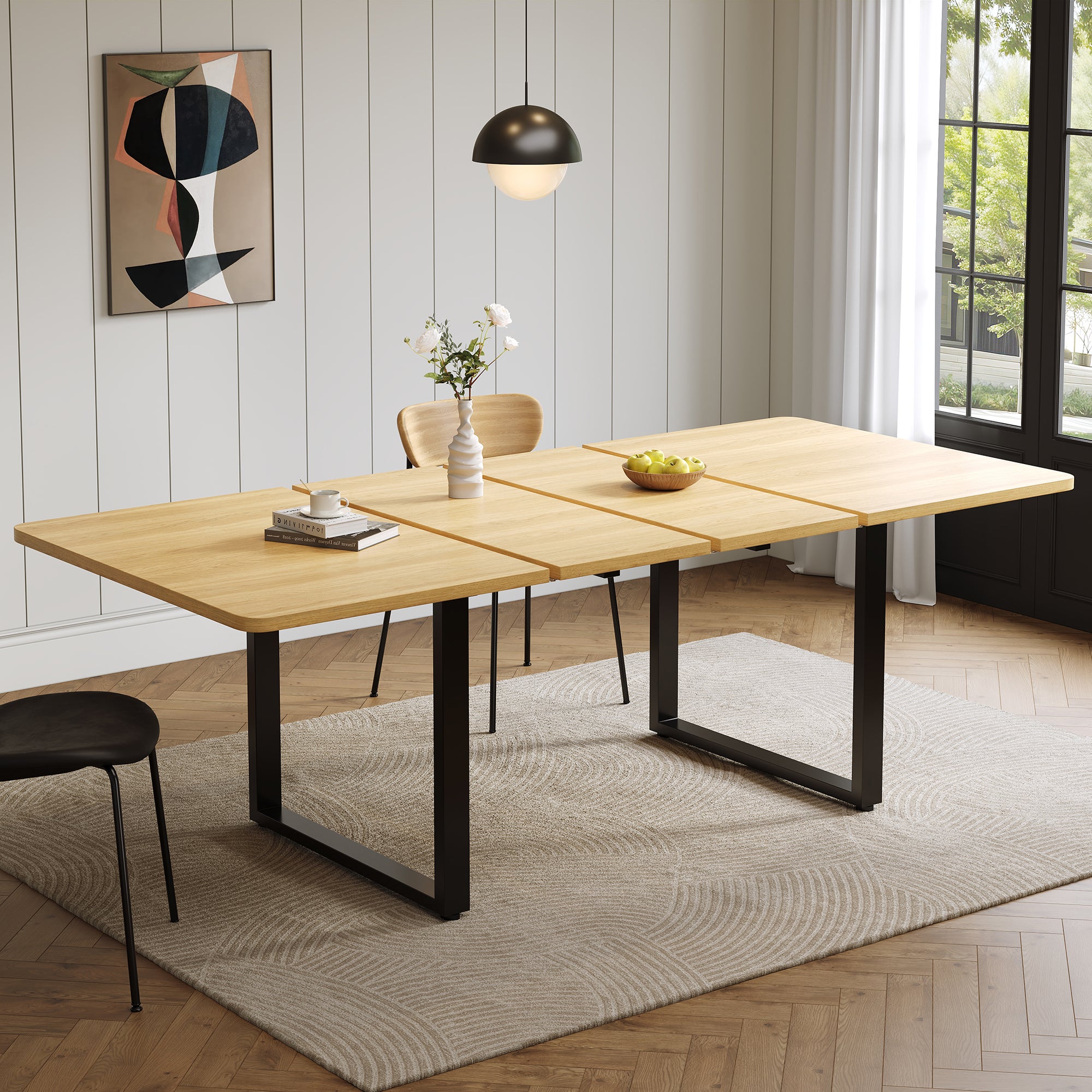 Rozkładany prostokątny stół jadalny na 6-10 osób - 140/180/220 x 80 x 75 cm - MDF - do jadalni lub kuchni - Dąb