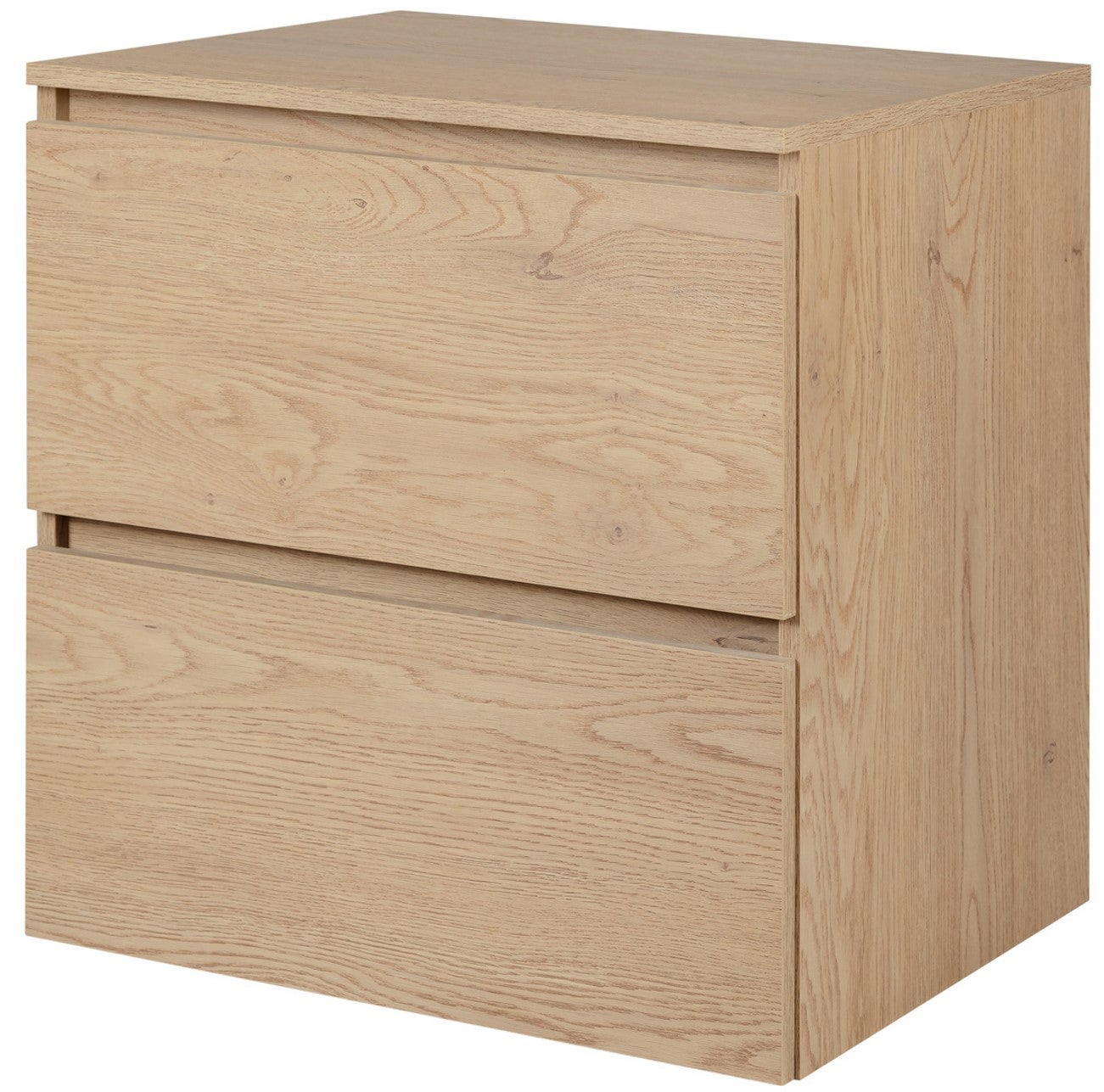 Mueble de baño suspendido bajo lavabo SIMPLE con encimera roble claro 60 cm y 2 cajones