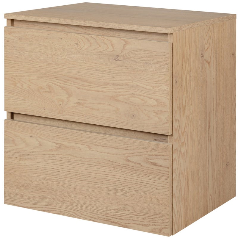 Mueble de baño suspendido bajo lavabo SIMPLE con encimera roble claro 60 cm y 2 cajones