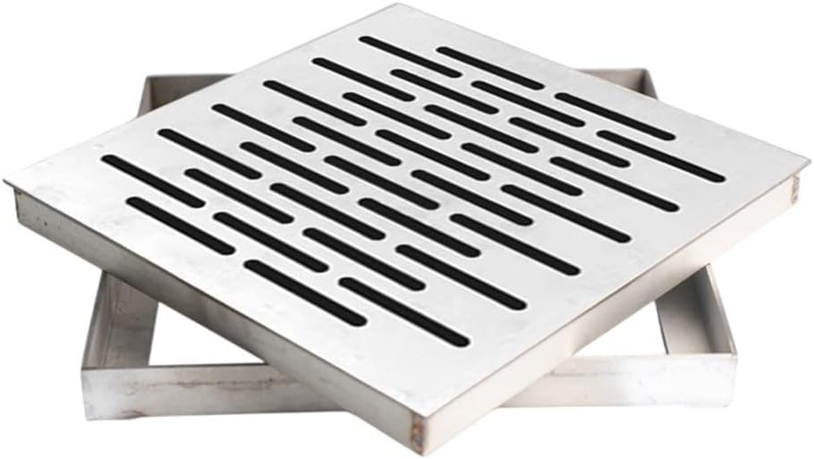 (150 x 150 x 20 mm) Odpływ podłogowy ze stali nierdzewnej z ramką, kratką odpływową zewnętrzną, kratką odpływową wody deszczowej