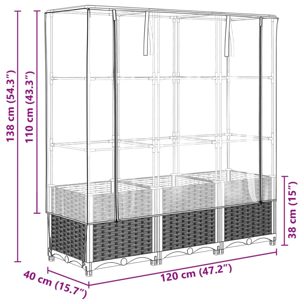 Maison Exclusive - Jardinière surélevée avec housse aspect rotin 120x40x138 cm - 9