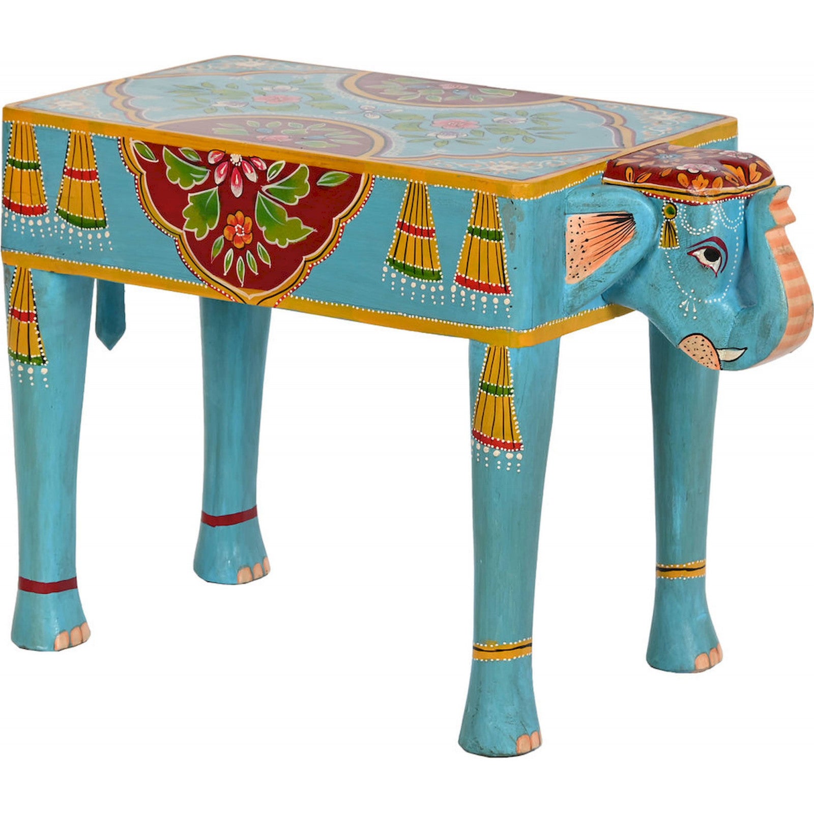 Table D appoint l phante Exotique En Bois Color 58 X 29 X 40 Cm Bleu table-d-appoint-l-phante-exotique-en-bois-color-58-x-29-x-40-cm-bleu
