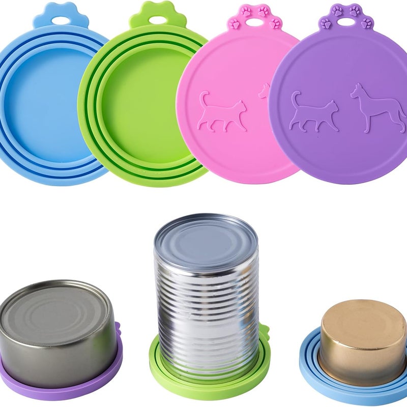 Uniwersalne silikonowe pokrywki do konserw, zestaw 4 kolorów, tłoczony wzór, otwieranie przenośne
