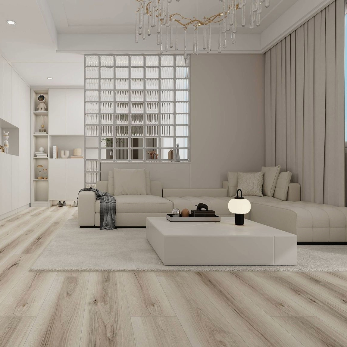 Sol PVC - Lames PVC clipsable avec sous couche intégrée- GARANTIE 20 ans -Ep. 5,5 mm- Clair nuance - Dimensions L 122 cm x l 23 cm - 3