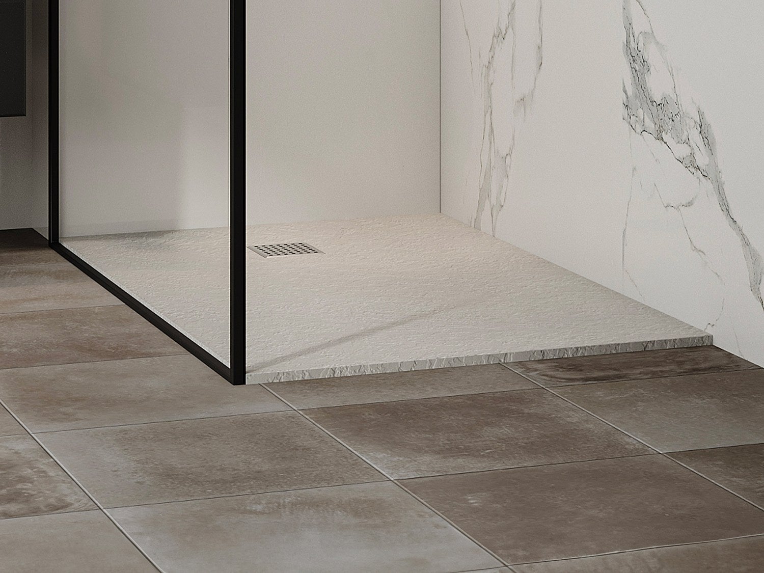 Brodzik posadzkowy lub wpuszczany w posadzkę z żywicy z syfonem - Biały - 120 x 80 cm - MIRNOSA