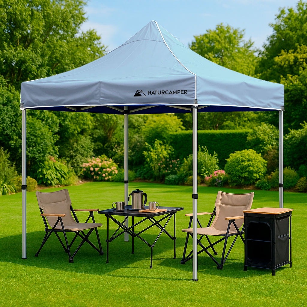 Carpa plegable 3x3m Gris con barras hexagonales - 2