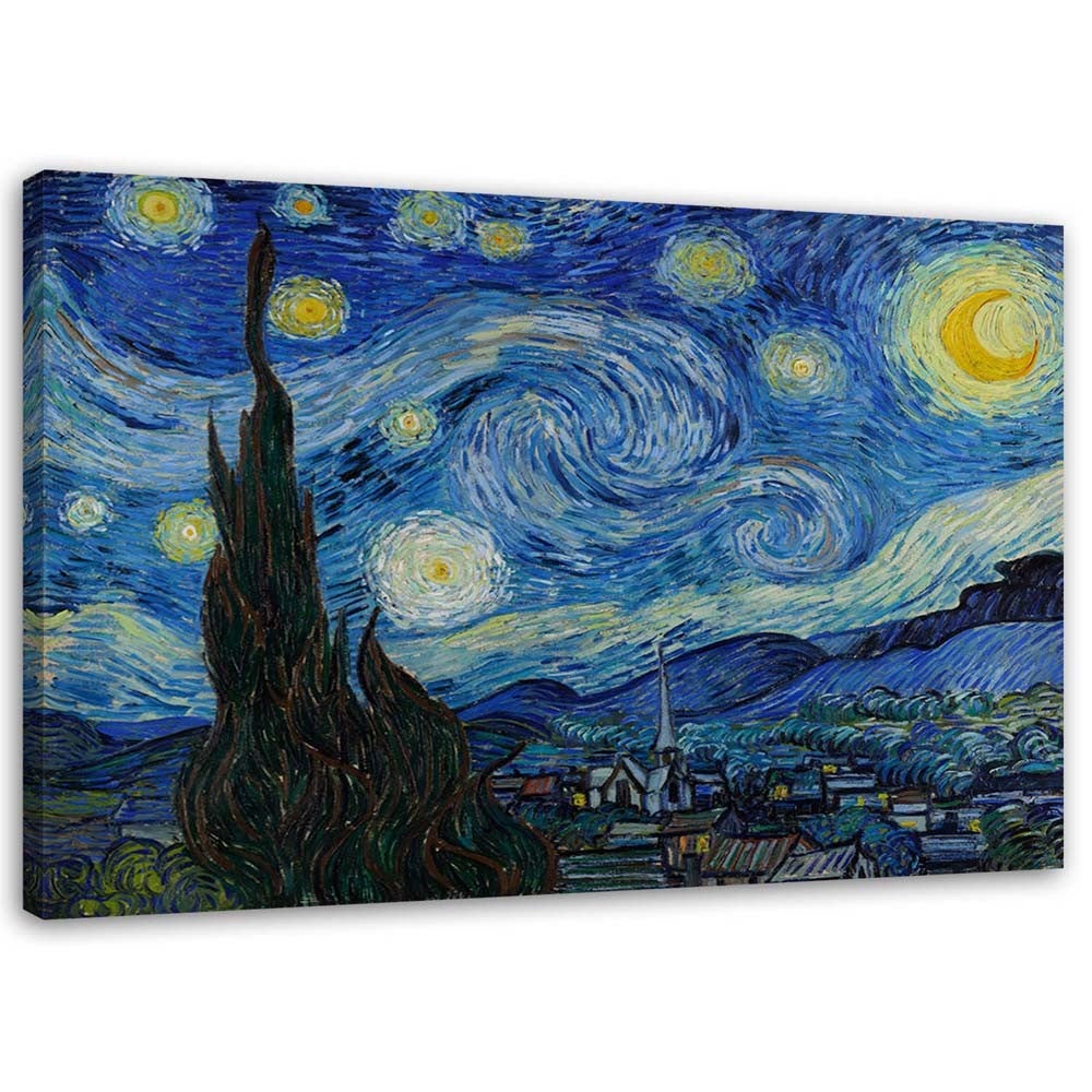 Obraz na płótnie, Gwiaździsta noc - V. van Gogh reprodukcja 120x80
