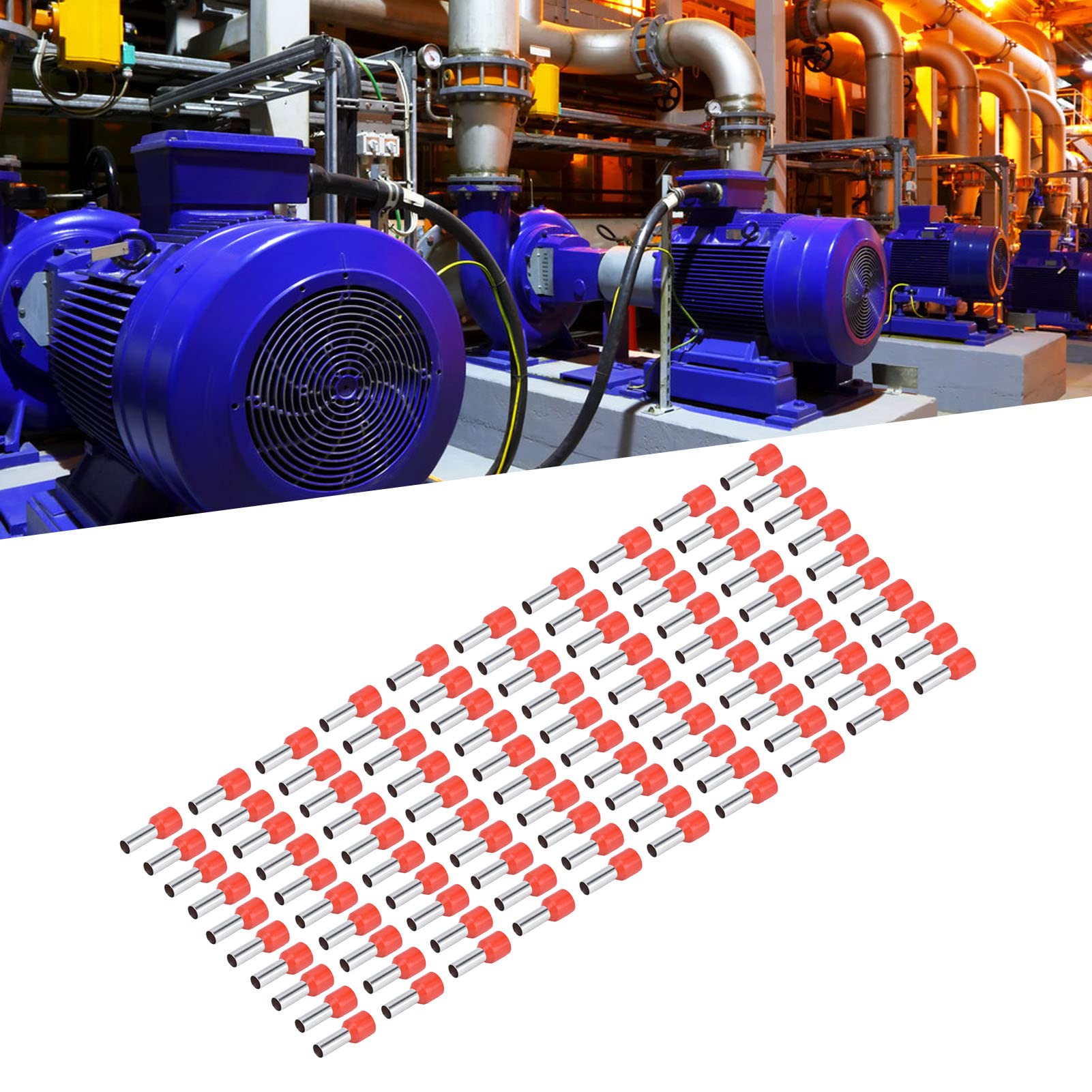 100 pezzi Terminale tubolare tondo isolato Connettore a crimpare in rame per filo elettrico 8AWG E10‑12 - 2