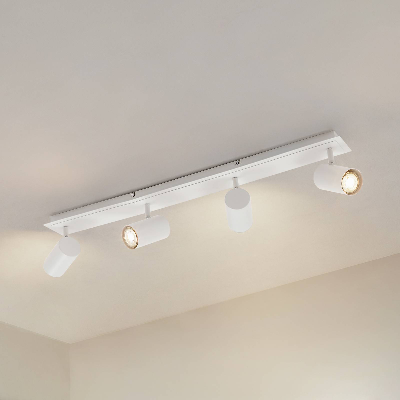 Lindby Faretto LED Eldrin, bianco, a 2 luci, barra luminosa, Lampada da incasso, plafoniera