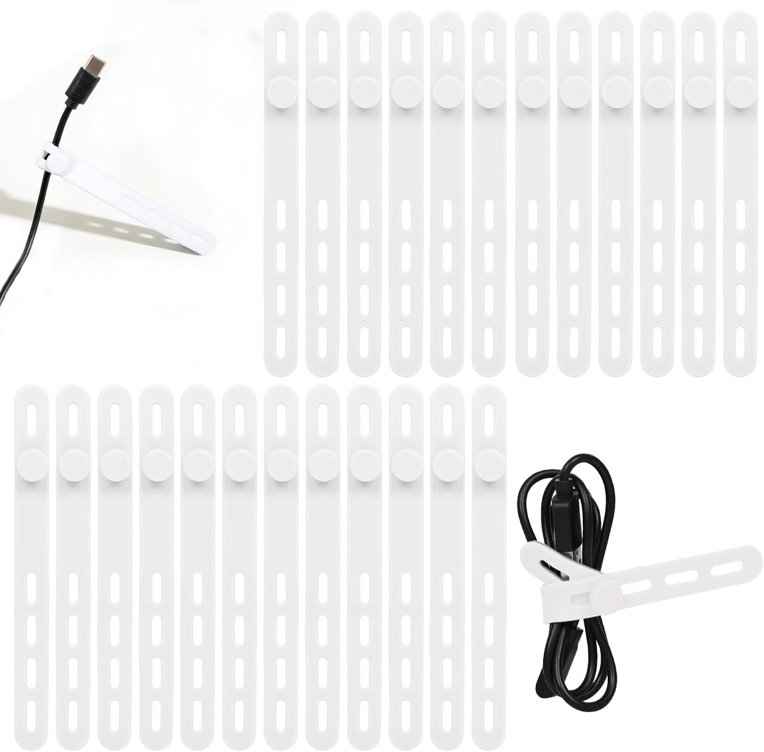 Ringke Silicone Cable Ties (15 Pezzi) Fascette Cavi Riutilizzabili Multicolore per Organizzare
