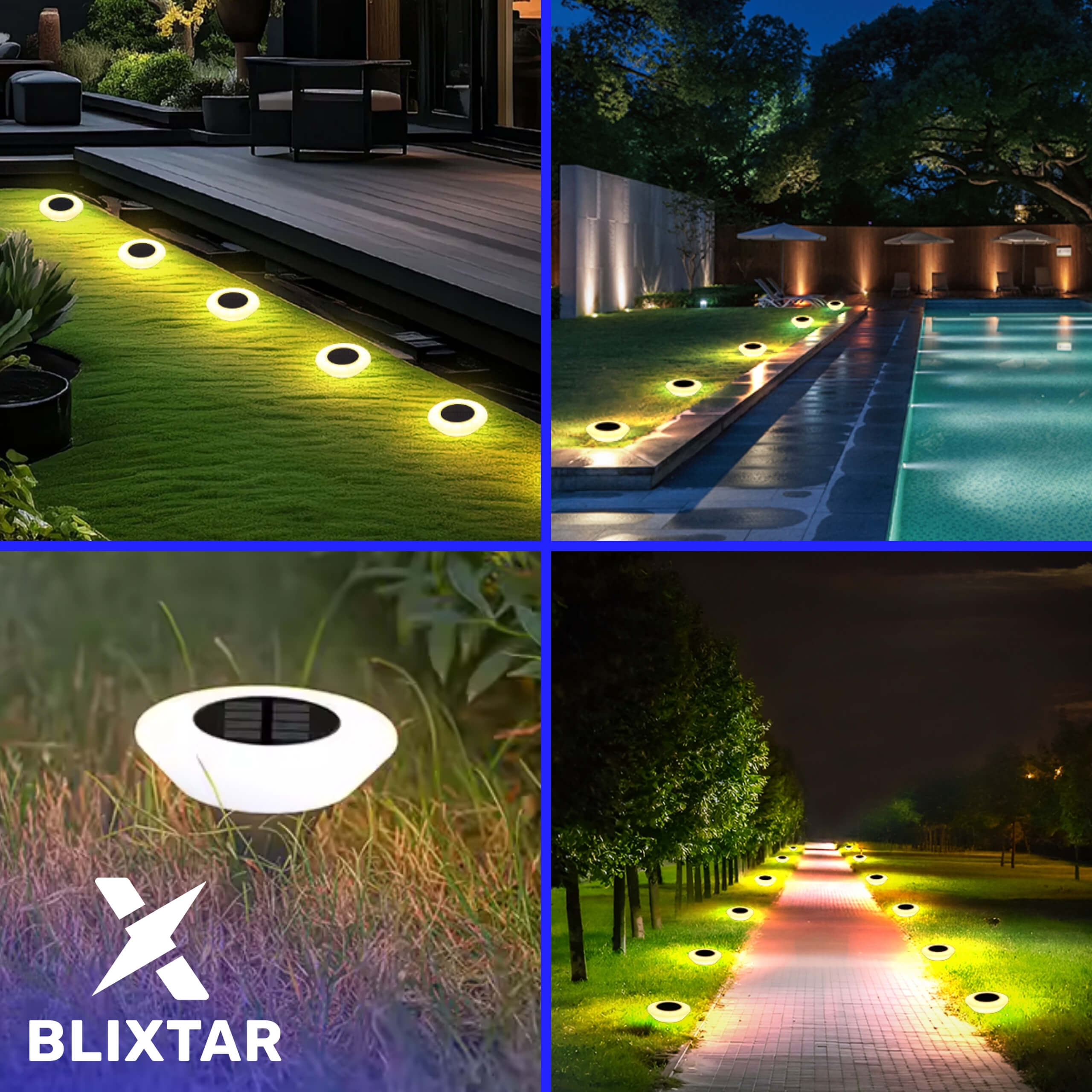 Zestaw 4x Gruntowa Lampka Solarna Ogrodowa Wbijana 14 LED, Najazdowa Wodoodporna - 7