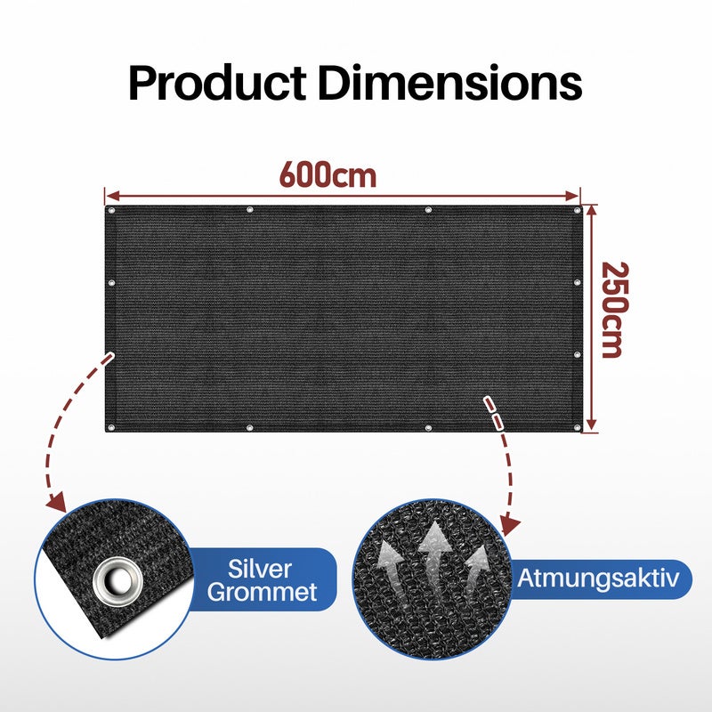 Tapis de Tente en HDPE 250X600cm Noir Tapis d'extérieur Tapis de Voyage de Camping Sac de Transport Inclus - 2