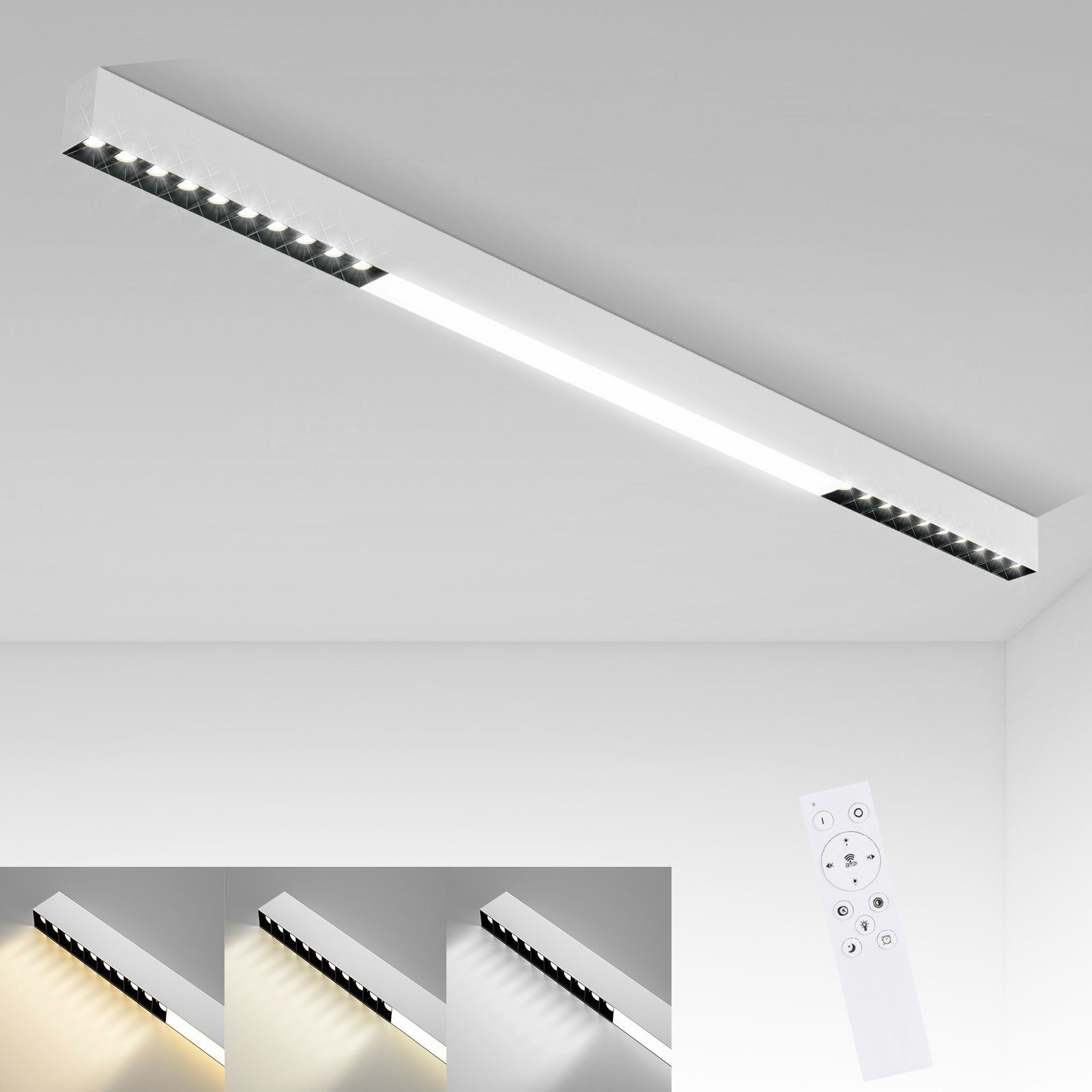 ZMH Nowoczesna lampa sufitowa LED 107 cm do sypialni i biura – energooszczędne oświetlenie