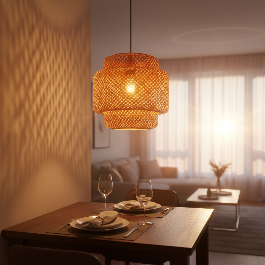 Lampa wisząca E27 LED Poli 40 cm oprawa sufitowa żyrandol IP20 bambus boho MasterLED - 4