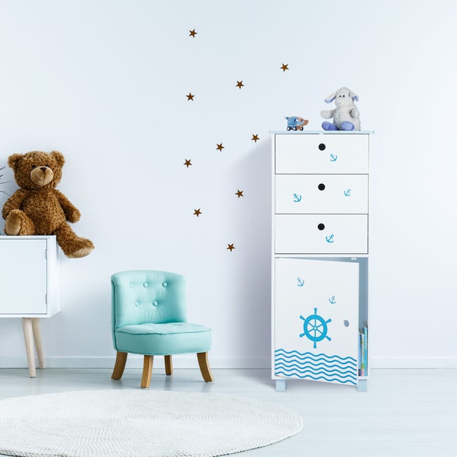Comodino Bambini Relaxdays - Con Cassetto, MDF Bianco Rosa, 41x32x31 Cm, Motivo Cigni - Foto 6