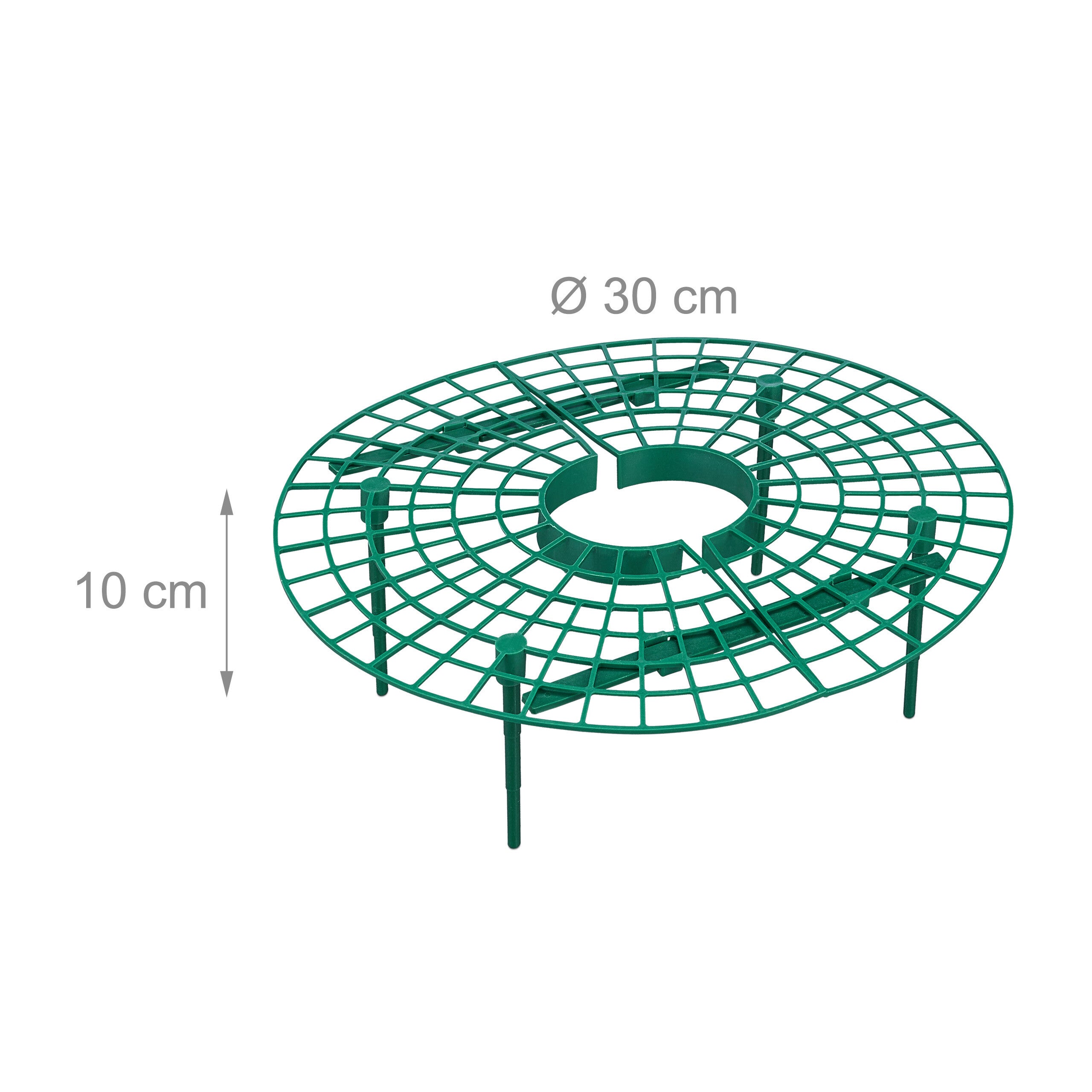 Supports pour fraisiers, lot de 15, 10 x ø 30 cm, plastique PP vert, protection contre limaces, moisissures et pourriture, Relaxdays - 4