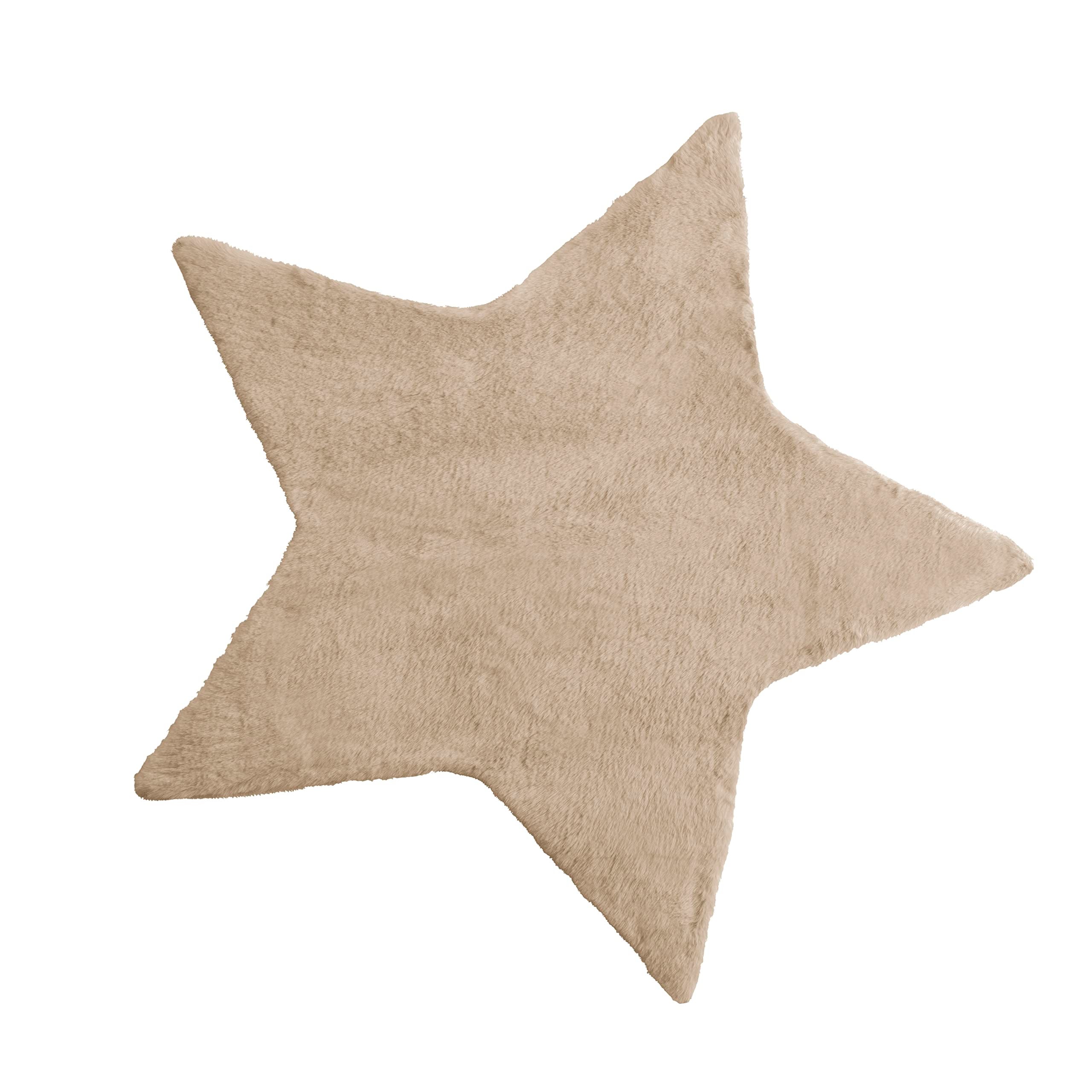 Baroni Home Tappeto a pelo lungo, Tappeto per bambini morbido, Tappeto Bambini Cameretta, Tappeto in Pelliccia Ecologica Morbido, Stella Grigio, 90X90 | Leroy Merlin