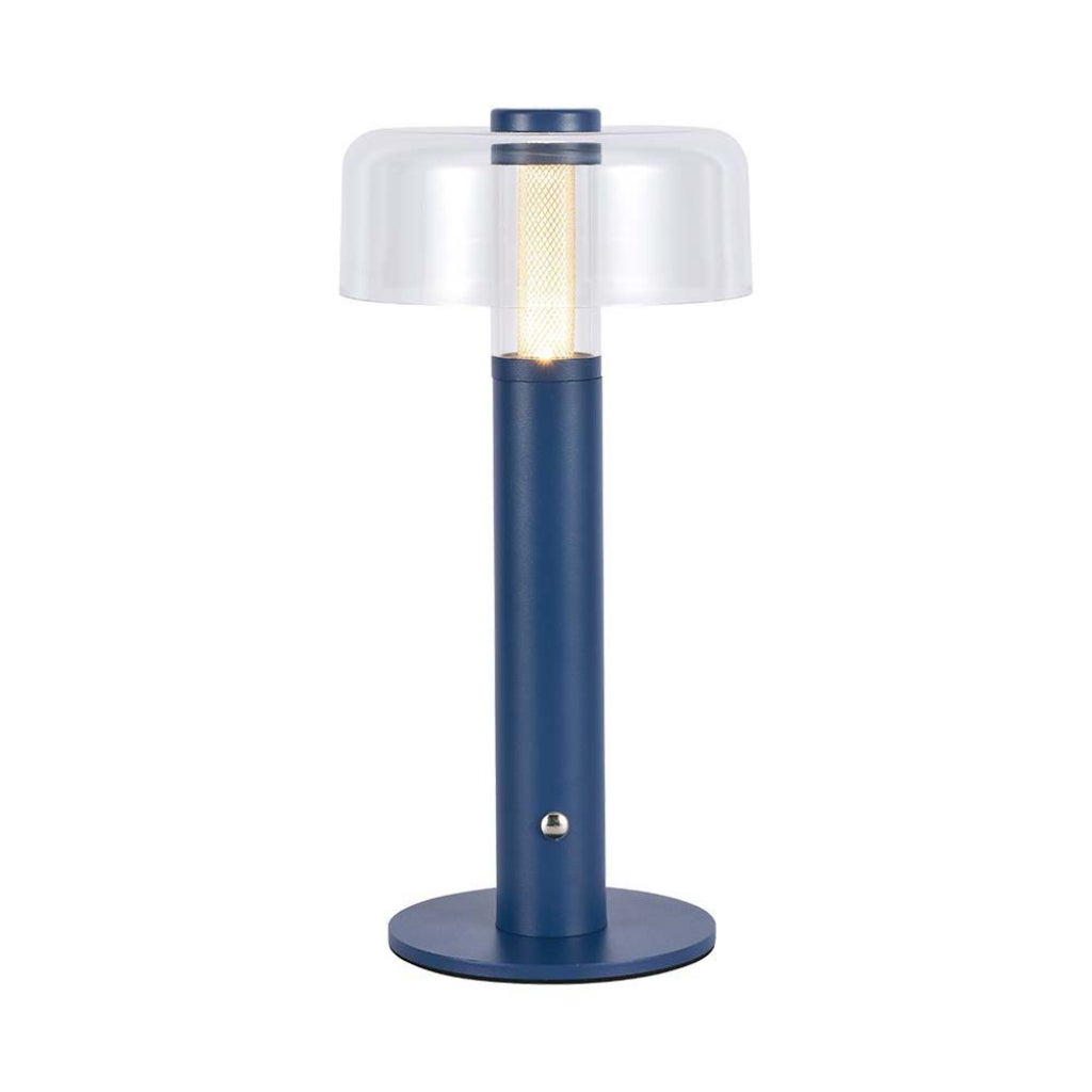 Lampa stołowa LED 1 W, Morandi Blue Sand i transparentna biel, ładowalna przez USB C, dotykowa, ściemnialna, 3000 K