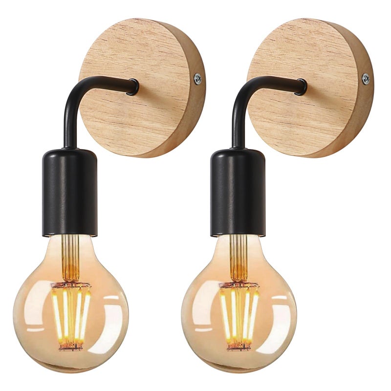 2 szt. kinkietów retro, prosty i nowoczesny kinkiet LED do wnętrz, 6*6 cm, czarny khaki, mocowanie na śrubę E27 nie zawiera źródła światła