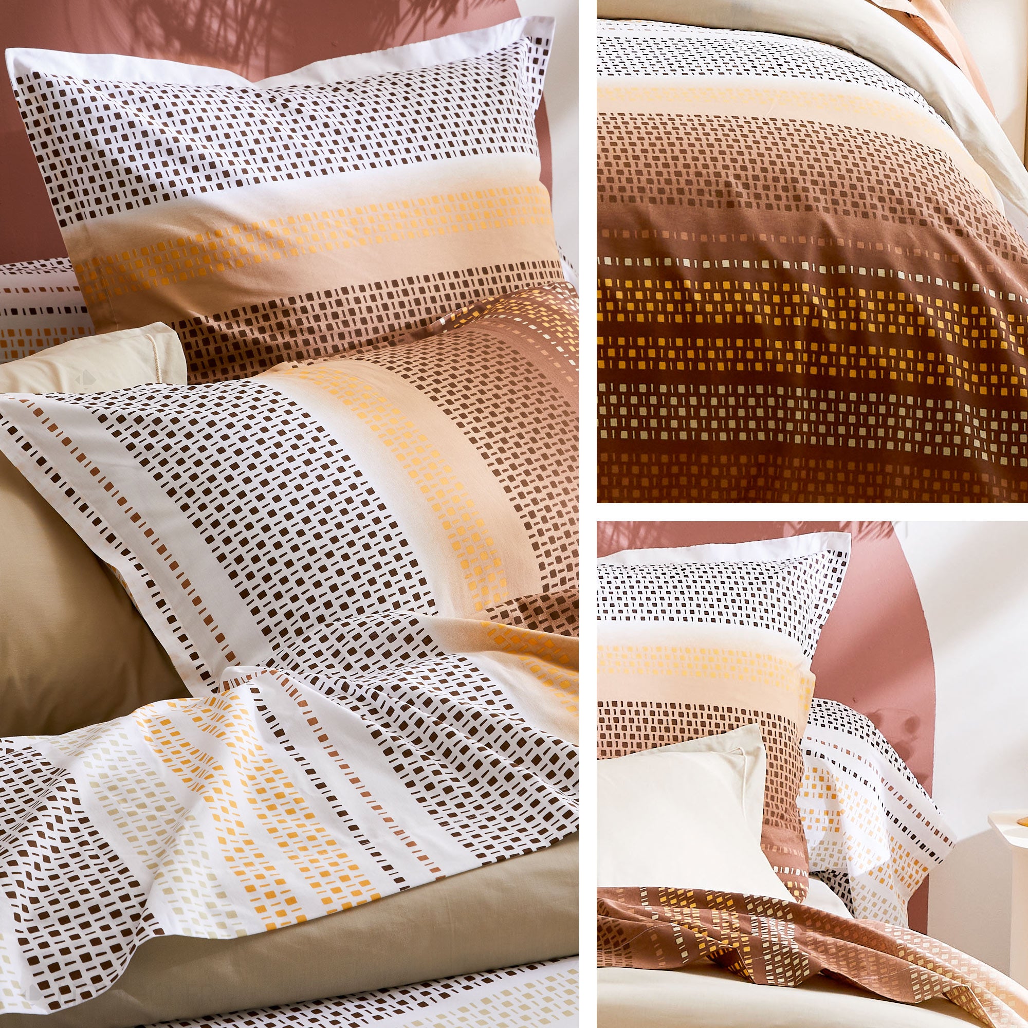 Housse de couette 200x200 cm coton NIAGARA marron Châtaigne - 4