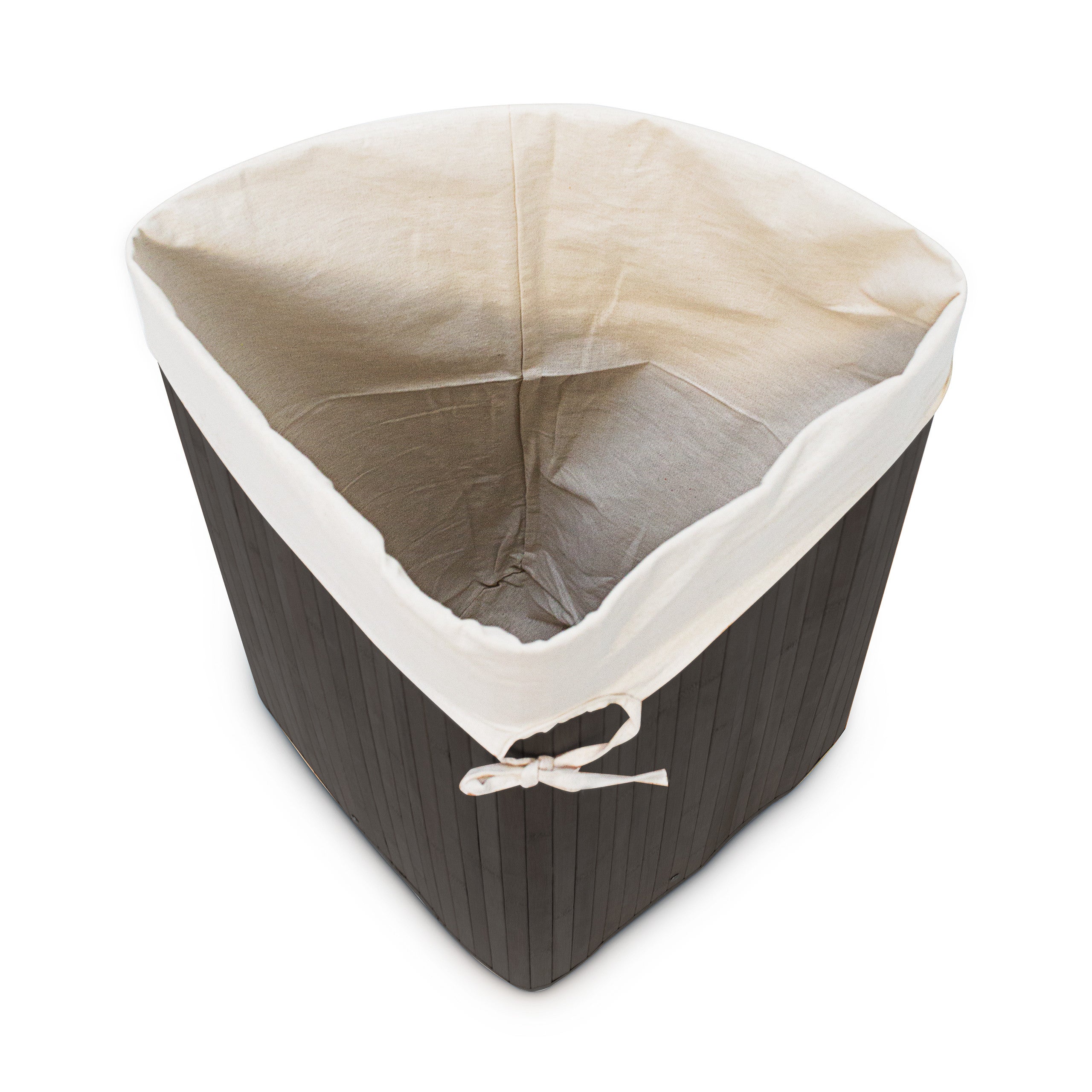 Panier à linge bambou, corbeille linge pliante, 60 L, sac intérieur coton, 65 x 49,5 x 37 cm, noir, Relaxdays - 5