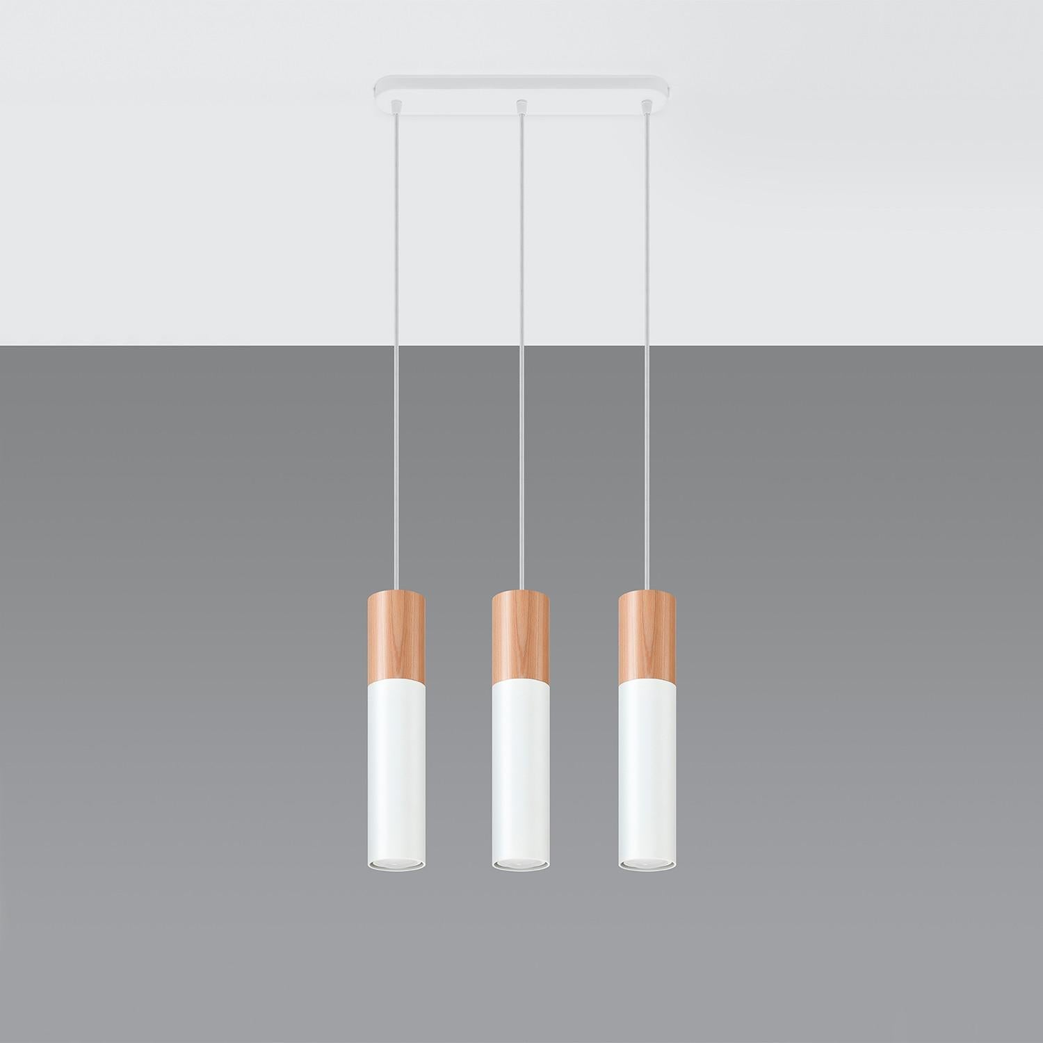Lampa wisząca Pablo czarna-naturalne drewno 3xGU10x12W wym: 100 x 40 x 40 cm aluminium Sollux Lighting