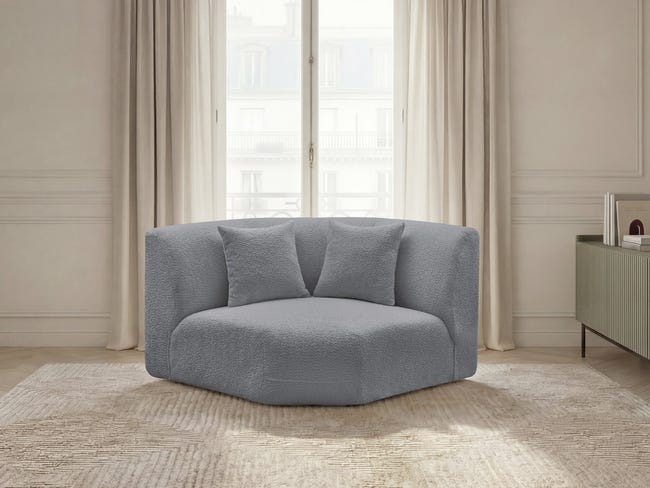 BOBOCHIC Grand angle pour canapé modulable ANDA tissu chenille Gris ...