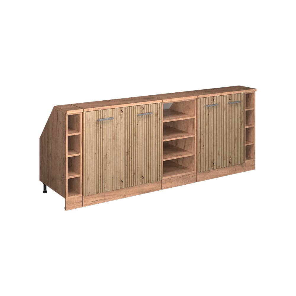 Vicco armario de cocina para techo inclinado r-line, roble artesanal, 210 cm lote de 5 carcasas de armario 60 cm de profundidad