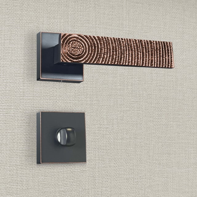 Poignée De Porte Keymet Panneau 72 - Cylindre Cuivre Fer Forgé - Laqué