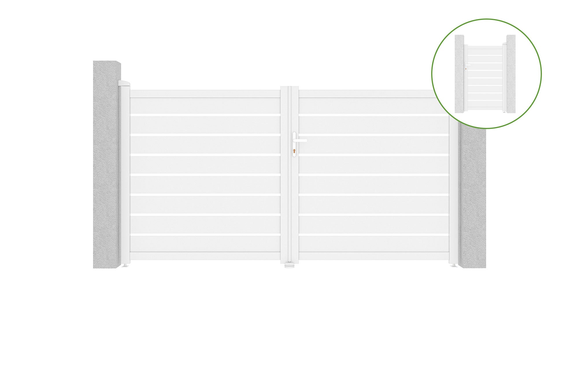 Brama skrzydłowa 3m VOGEL H.160cm białe aluminium + Brama 1m VOGEL H.160 białe a