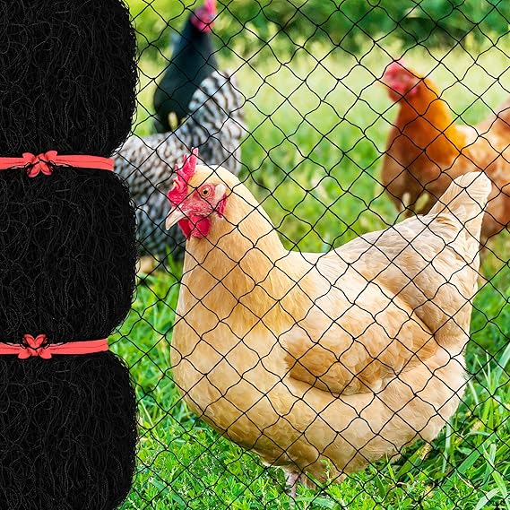 Siatka przeciw ptakom o wymiarach 25 x 50 stóp i oczkach kwadratowych 1 cala, wielokrotnego użytku siatka ogrodowa do kurnika, nylonowa siatka dla dro