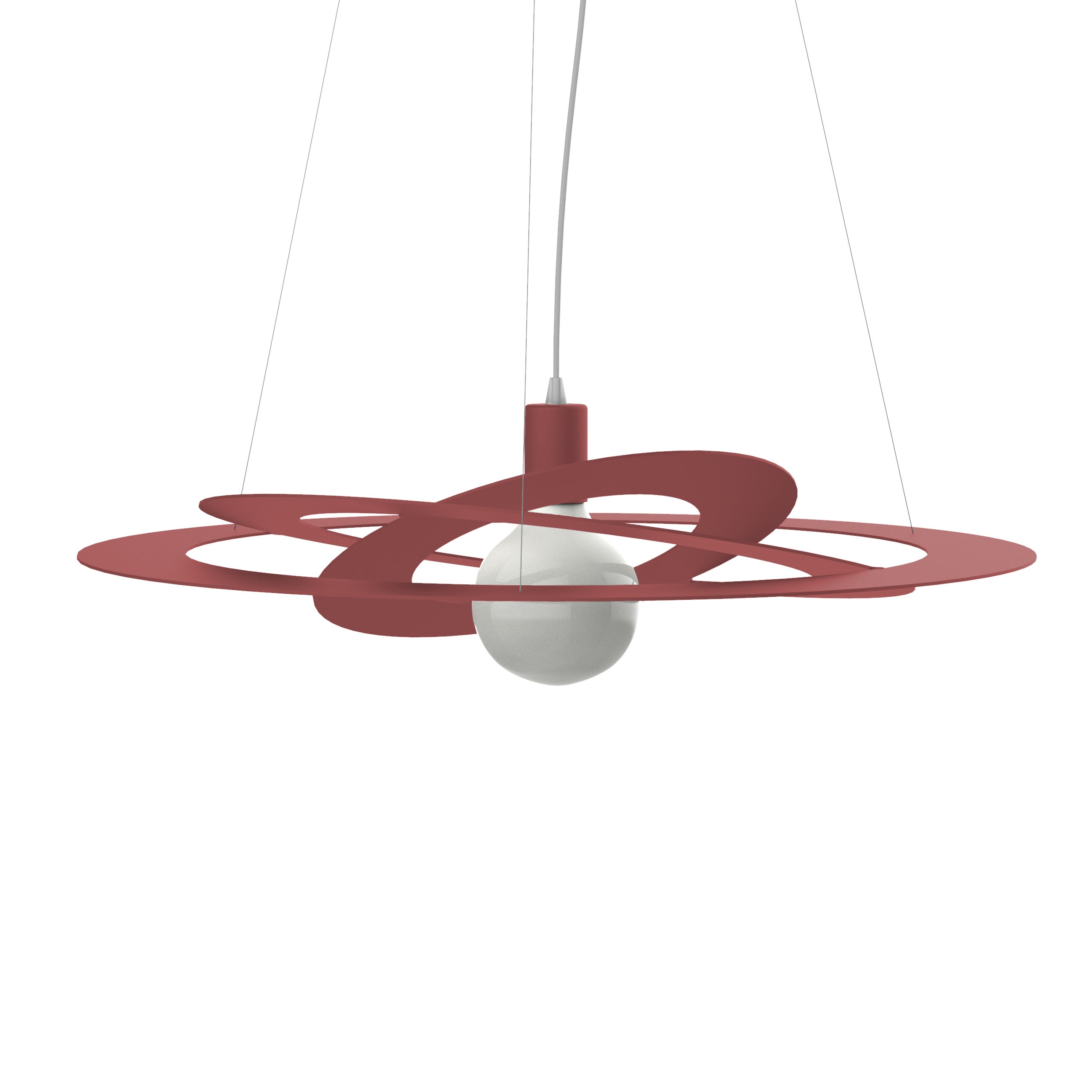 Lumicom | orbital lámpara pendiente, 1x e27, max 42w, metal, piel de vaca roja, d.40cm