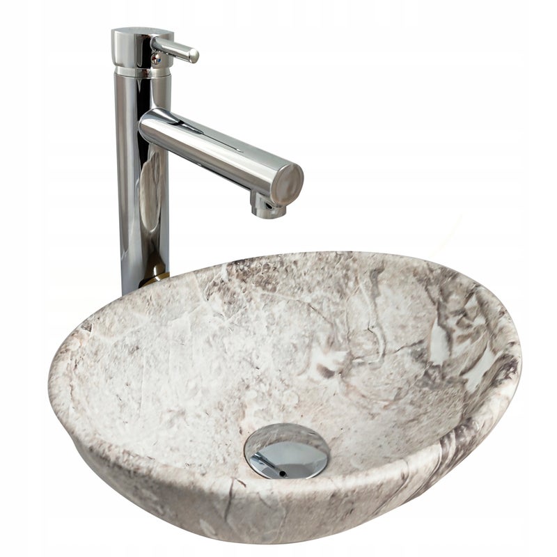 Umywalka nablatowa Estiva ROSTA Marmo Gray marmur szara 34x27x12 cm