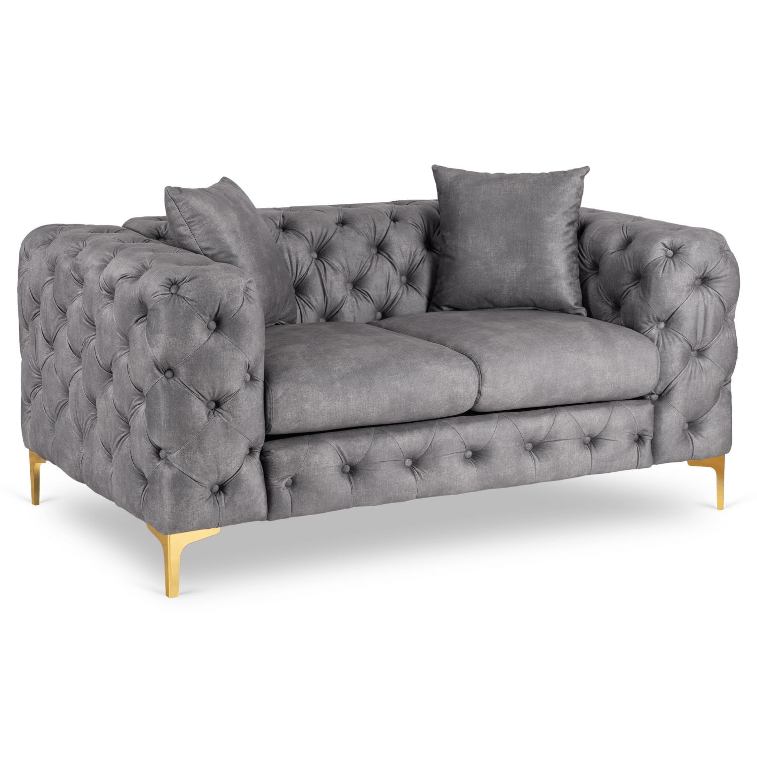 Sofa SORRENTO 2S Dwuosobowa Szara Welurowa Nowoczesna Glamour